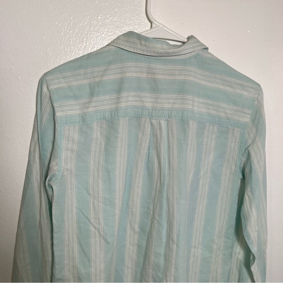 Loft Button Down Shirt Mint Green White Stripes - Picture 11 of 14